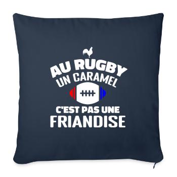 Au Rugby Un Caramel C'est Pas Une Friandise, rugby - Housse de coussin décorative 45 x 45 cm - bleu marine - Devant