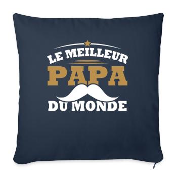 Le meilleur papa du monde personnalisés - Housse de coussin décorative 45 x 45 cm - bleu marine - Devant