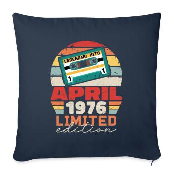 Avril 1976 Vintage Anniversaire Rétro Cadeau, 1976 - Housse de coussin décorative 45 x 45 cm - bleu marine - Devant