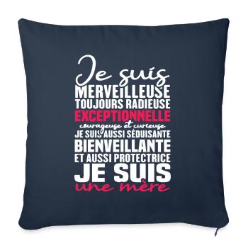 Je suis merveilleuse, je suis une mère - Housse de coussin décorative 45 x 45 cm - bleu marine - Devant