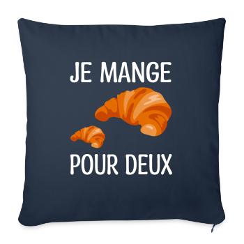 Annonce Grossesse Humour | Je Mange Pour Deux - Housse de coussin décorative 45 x 45 cm - bleu marine - Devant