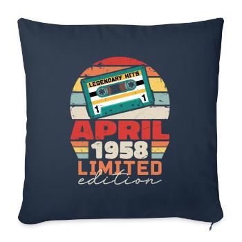 Avril 1958 Vintage Anniversaire Rétro Cadeau, 1958 - Housse de coussin décorative 45 x 45 cm - bleu marine - Devant