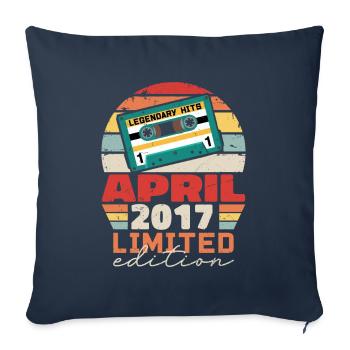Avril 2017 Vintage Anniversaire Rétro Cadeau, 2017 - Housse de coussin décorative 45 x 45 cm - bleu marine - Devant