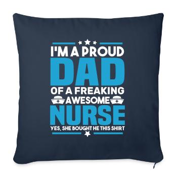 Fier d'être le père d'une infirmière géniale - Housse de coussin décorative 45 x 45 cm - bleu marine - Devant