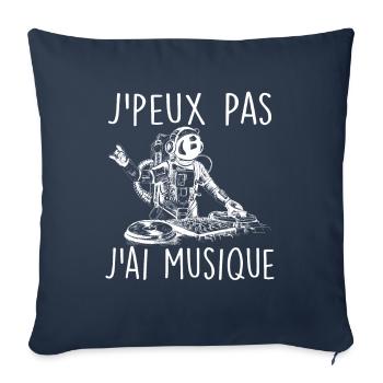 J'peux Pas J'ai Musique | J'aime la Musique - Housse de coussin décorative 45 x 45 cm - bleu marine - Devant