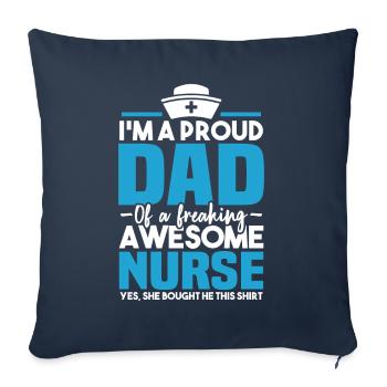 Fier d'être le père d'une infirmière géniale - Housse de coussin décorative 45 x 45 cm - bleu marine - Devant