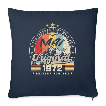 Légendes Mai 1972 Cadeau D'anniversaire Mai 1972 - Housse de coussin décorative 45 x 45 cm - bleu marine - Devant