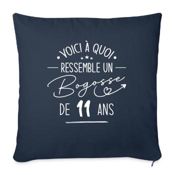 Bogosse 11 ans Cadeau Humour Anniversaire 11 ans - Housse de coussin décorative 45 x 45 cm - bleu marine - Devant