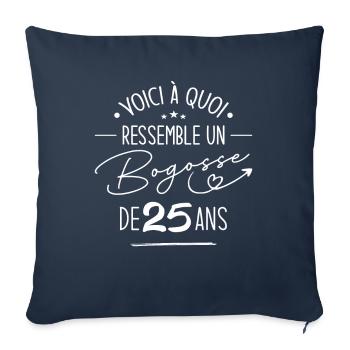 Bogosse 25 ans Cadeau Humour Anniversaire 25 ans - Housse de coussin décorative 45 x 45 cm - bleu marine - Devant