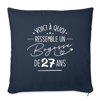 Bogosse 27 ans Cadeau Humour Anniversaire 27 ans - Housse de coussin décorative 45 x 45 cm - bleu marine - Devant