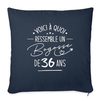 Bogosse 36 ans Cadeau Humour Anniversaire 36 ans - Housse de coussin décorative 45 x 45 cm - bleu marine - Devant