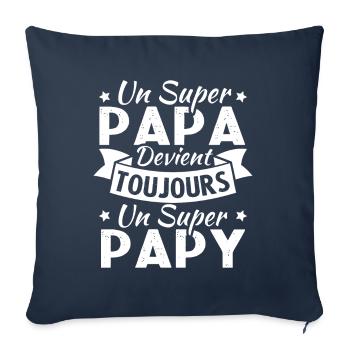 Un super papa devient toujours un super papy - Housse de coussin décorative 45 x 45 cm - bleu marine - Devant