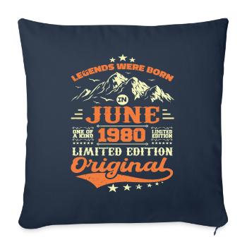 June 1980 Birthday Born in 1980 June Gift - Sofa pillowcase 17,3'' x 17,3'' (45 x 45 cm) - navy - Front
