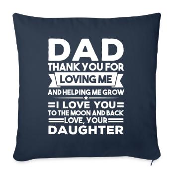 Cadeau père-fille - Housse de coussin décorative 45 x 45 cm - bleu marine - Devant