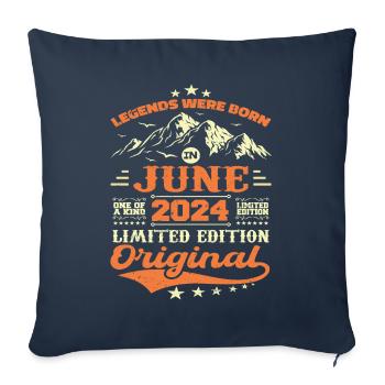 Juin 2024 Anniversaire Né en 2024 Juin Cadeau - Housse de coussin décorative 45 x 45 cm - bleu marine - Devant