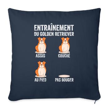 Éducation Chien Entraînement Du Golden Retriever - Housse de coussin décorative 45 x 45 cm - bleu marine - Devant