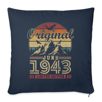 Original June 1943 Vintage Anniversary 1943 - Sofa pillowcase 17,3'' x 17,3'' (45 x 45 cm) - navy - Front