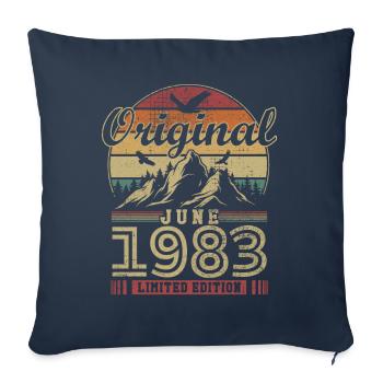 Original Juin 1983 Vintage Anniversaire 1983 - Housse de coussin décorative 45 x 45 cm - bleu marine - Devant