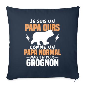 Je suis un papa ours comme un papa normal cadeau - Housse de coussin décorative 45 x 45 cm - bleu marine - Devant