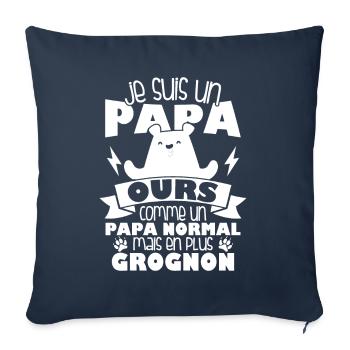 Je suis un papa ours comme un papa normal cadeau - Housse de coussin décorative 45 x 45 cm - bleu marine - Devant