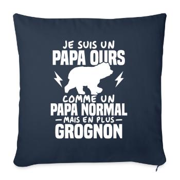 Je suis un papa ours comme un papa normal cadeau - Housse de coussin décorative 45 x 45 cm - bleu marine - Devant