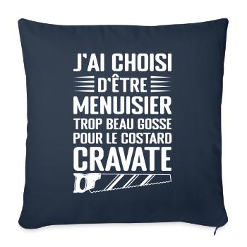 Humour Menuisier Atelier de Menuiserie - Housse de coussin décorative 45 x 45 cm - bleu marine - Devant
