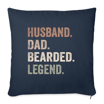 Bearded Husband Dad Beard Legend - Housse de coussin décorative 45 x 45 cm - bleu marine - Devant