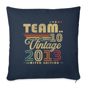 Vintage 2013 rétro cadeau d'anniversaire 10 ans - Housse de coussin décorative 45 x 45 cm - bleu marine - Devant