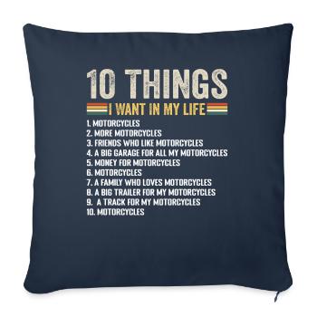 Things I Want In My Life More Motorcycles - Housse de coussin décorative 45 x 45 cm - bleu marine - Devant