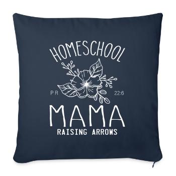 Homeschool Mama - Sofa pillowcase 17,3'' x 17,3'' (45 x 45 cm) - navy - Front