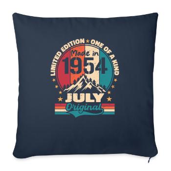 1954 Anniversaire Millésime Fabriqué Juillet 1954 - Housse de coussin décorative 45 x 45 cm - bleu marine - Devant