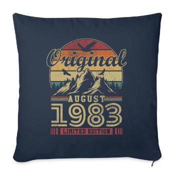Original août 1983 vintage anniversaire 1983 - Housse de coussin décorative 45 x 45 cm - bleu marine - Devant