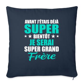 Je Serai Super Grand Frère Garçons - Housse de coussin décorative 45 x 45 cm - bleu marine - Devant