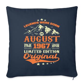 Août 1967 Anniversaire 1967 légendes Août - Housse de coussin décorative 45 x 45 cm - bleu marine - Devant