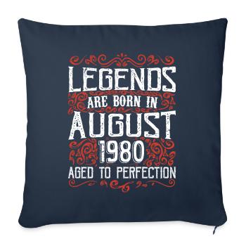 Août 1980 Anniversaire 1980 Légendes Août - Housse de coussin décorative 45 x 45 cm - bleu marine - Devant