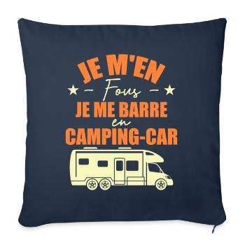 Je M'en Fous Je Me Barre En Camping-car - Housse de coussin décorative 45 x 45 cm - bleu marine - Devant