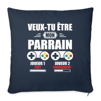 Veux-tu être mon parrain | Demande parrain gamer - Housse de coussin décorative 45 x 45 cm - bleu marine - Devant