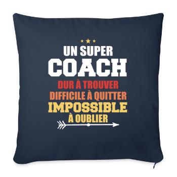 Humour coach sportif entraineur super coach - Housse de coussin décorative 45 x 45 cm - bleu marine - Devant