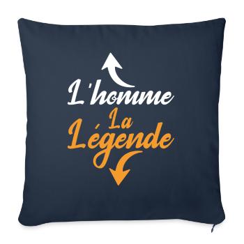 Homme la legende cadeau humour homme - Housse de coussin décorative 45 x 45 cm - bleu marine - Devant