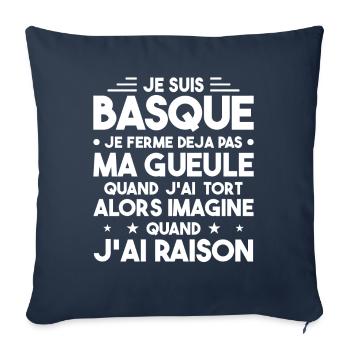 Je Suis Basque - Je Ferme Pas Ma Gueule - Housse de coussin décorative 45 x 45 cm - bleu marine - Devant