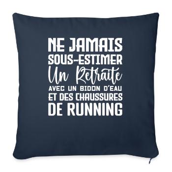 Humour Course à Pied Retraite - Housse de coussin décorative 45 x 45 cm - bleu marine - Devant