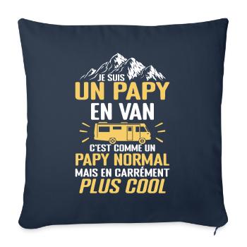 Cadeau Papy Van Camping Car Voyage Cadeau Papy - Housse de coussin décorative 45 x 45 cm - bleu marine - Devant