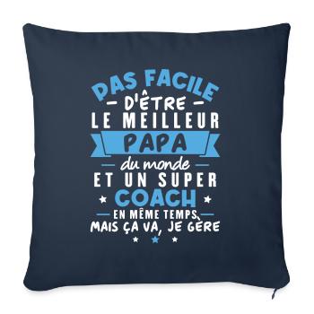 Papa et Coach - Housse de coussin décorative 45 x 45 cm - bleu marine - Devant
