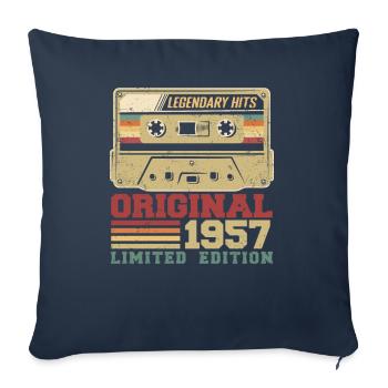 Original 1957 Vintage Anniversaire Cadeau 1957 - Housse de coussin décorative 45 x 45 cm - bleu marine - Devant