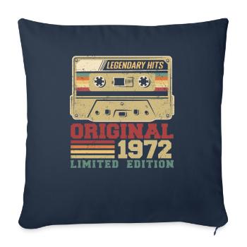 Original 1972 Vintage Anniversaire Cadeau 1972 - Housse de coussin décorative 45 x 45 cm - bleu marine - Devant