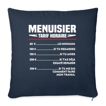 Charpentier Menuisier Humour Cadeau - Housse de coussin décorative 45 x 45 cm - bleu marine - Devant