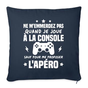 Quand je joue à la console Humour Cadeau - Housse de coussin décorative 45 x 45 cm - bleu marine - Devant