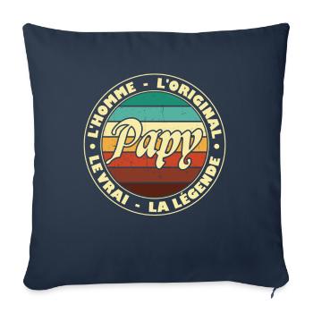 Papy homme original légende grand père cadeau - Housse de coussin décorative 45 x 45 cm - bleu marine - Devant