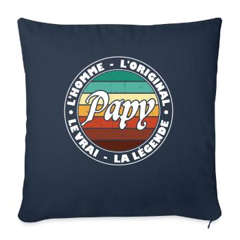 Papy homme original légende grand père cadeau - Housse de coussin décorative 45 x 45 cm - bleu marine - Devant