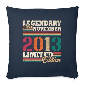 Vintage 2013 Novembre Vintage Anniversaire Rétro - Housse de coussin décorative 45 x 45 cm - bleu marine - Devant